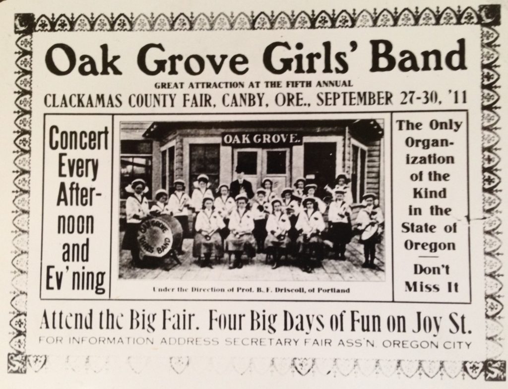 Oak Grove Girls Band ad 1911- cropped