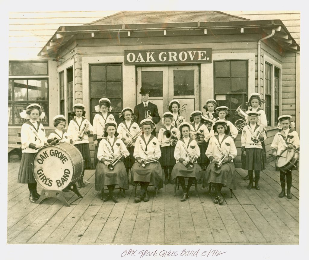 Photo of the Oak Grove Girls Band ca. 1912