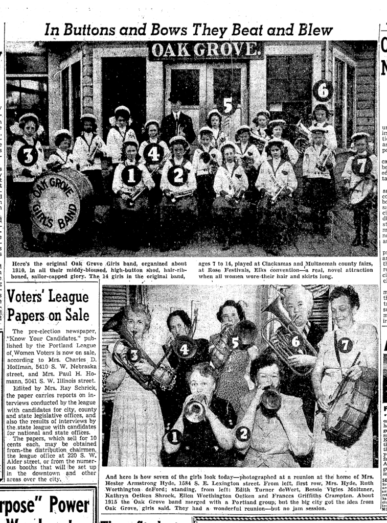 Oak Grove Girls Band reunion; 25 April 1954