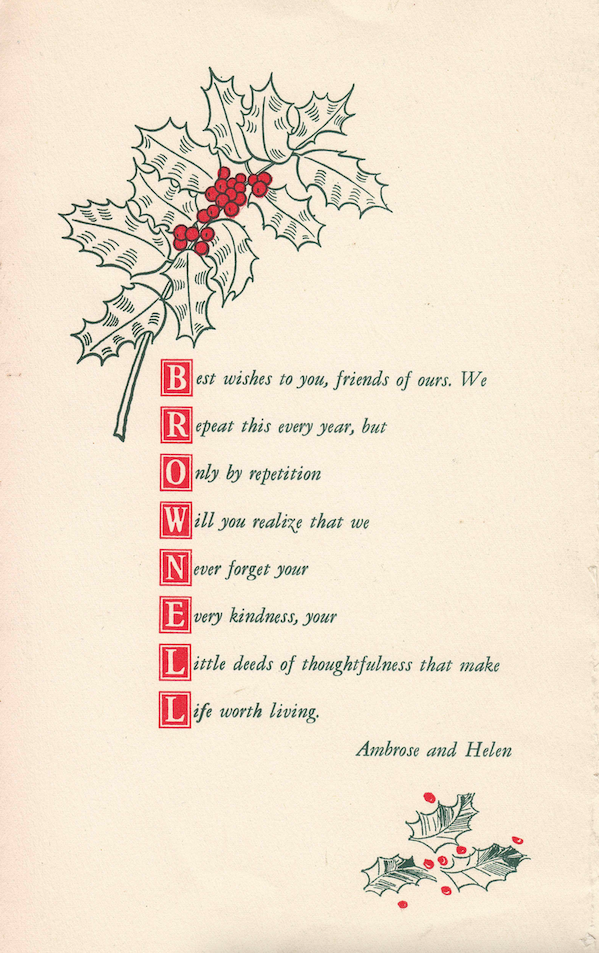 Image of an undated Brownell Family Christmas Card